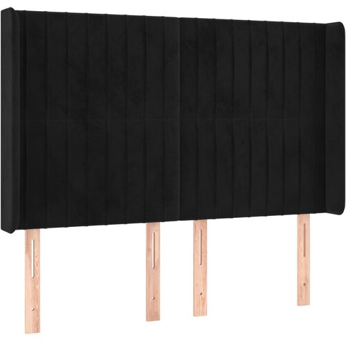  Uzglavlje s u&amp;scaron;ima crno 147x16x118/128 cm bar&amp;scaron;unasto Slike