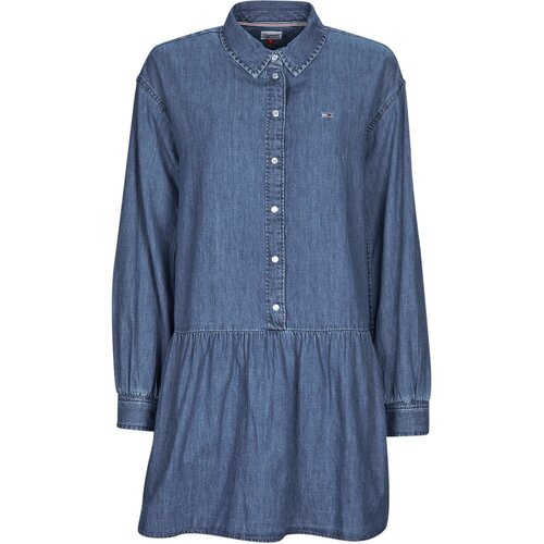 Tommy Jeans Kratke obleke TJW CHAMBRAY SHIRT DRESS Modra Cene