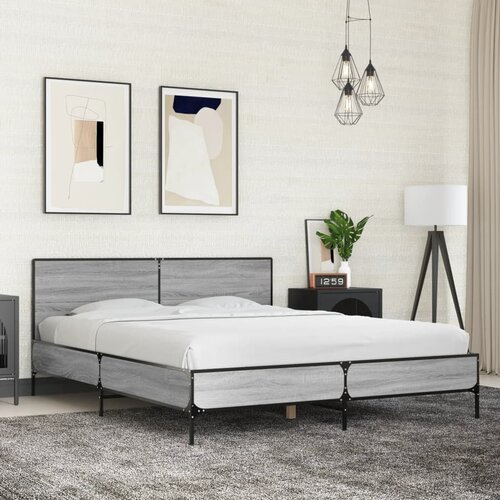  Okvir kreveta boja hrasta 160x200 cm konstruirano drvo i metal Cijene