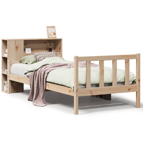 VidaXL Knjižna postelja brez vzmetnice bela 75x190 cm trdna borovina, (21653566) Slike
