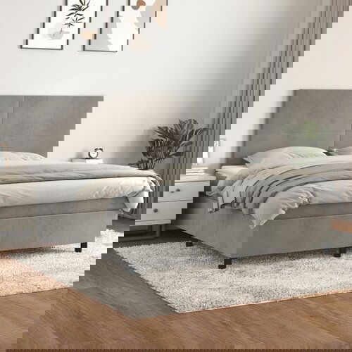 The Living Store Box spring postelja z vzmetnico svetlo siva 160x200 cm žamet - Box Spring Postelja, (21492276) Slike