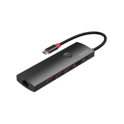 MicroConnect USB-C-HDMI mini dock, RJ45, HDMI 4K@60Hz 3xUSB-A 3.2, PD up - 100W video shut-off Slike