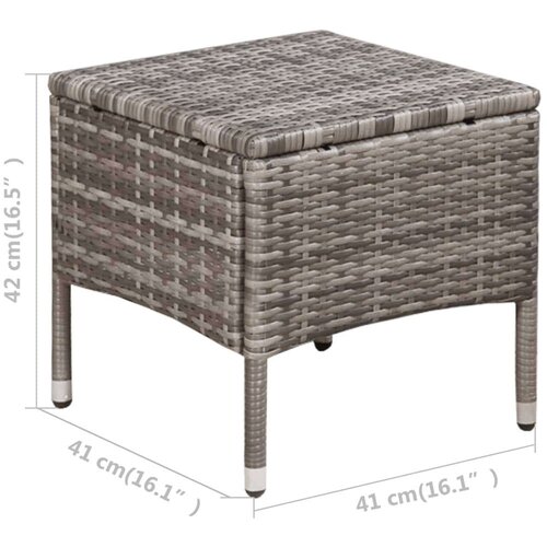Poli 3-dijelni bistro set od poliratana sivi Slike