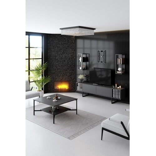 HANAH HOME set za dnevnu sobu chrome line set anthracite black Slike