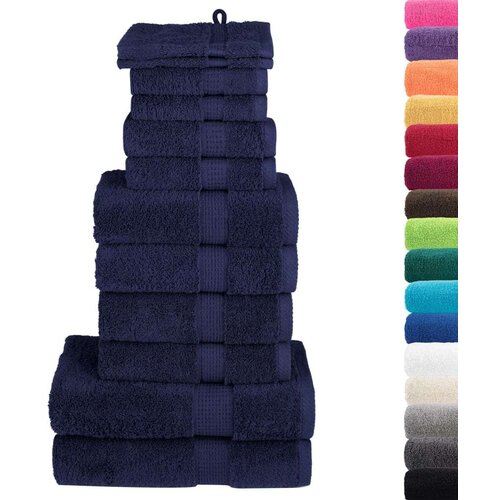 VidaXL 12-dijelni vrhunski set ručnika modri 600 gsm 100 % pamuk Slike