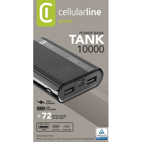 Cellular Line prijenosni punjač Tank 10.000 mAh crni Slike