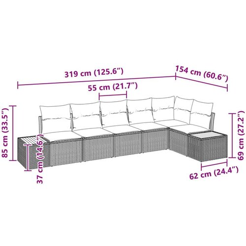 Set vrtnih sofa s jastučićima u crnom poli ratan Slike
