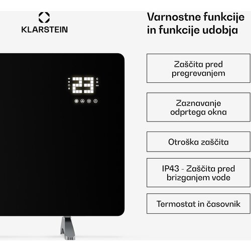 Klarstein wonderglass infracrvena ploča | 720 w | 15 m&amp;sup2; | moderan stakleni dizajn | 120 cm x 68 cm Slike