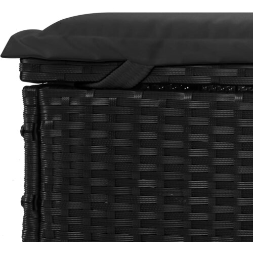 LEŽAJ za sunčanje s krovom crni 211 x 57 x 140 cm poliratan Slike