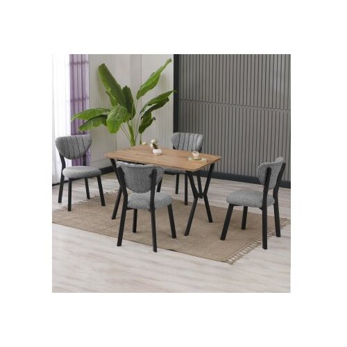 Hanah home Set Trpezarijski sto i 4 stolice Elma Grey Walnut Cene