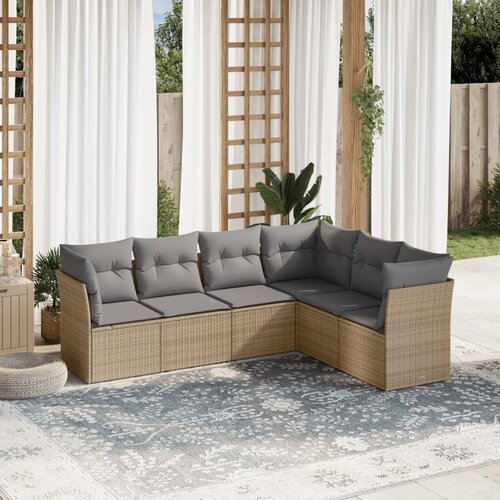 vidaXL 6-dijelni set vrtnih sofa s jastucima bež od poliratana Cijene