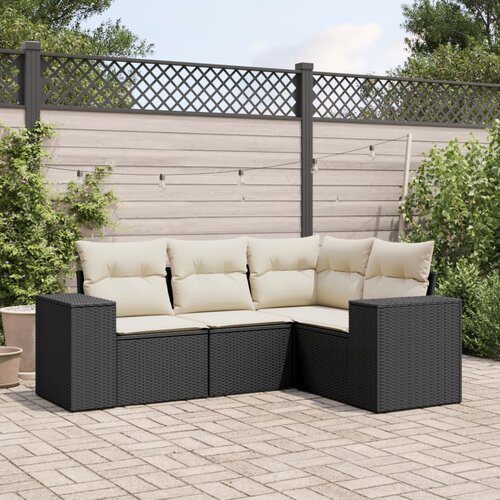  4-dijelni set vrtnih sofa od poliratana s jastucima crni Cijene
