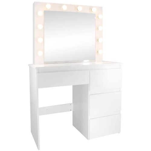  INLEA Toaletni stol ZYRA s LED rasvjetom (LED žarulje) i 4 ladice - bijeli Slike