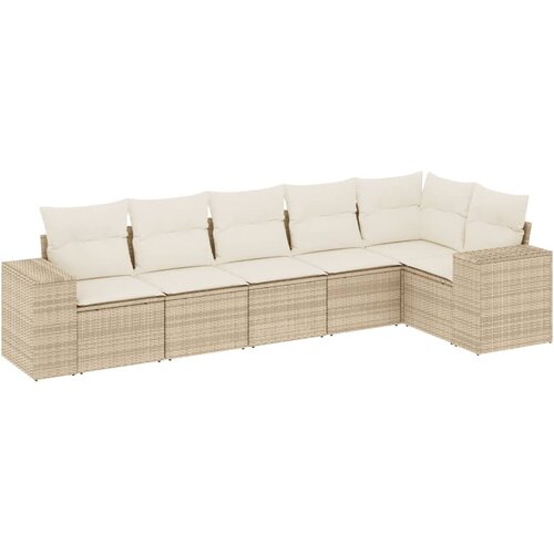  6-dijelni set vrtnih sofa s jastucima bež od poliratana 83 x 62 x 69 cm Slike