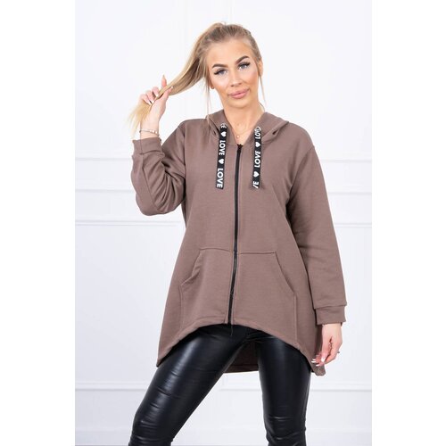 Kesi Sweatshirt with a longer back and mocha hood Slike