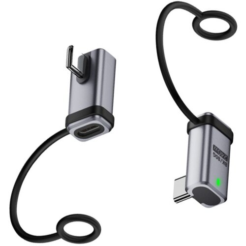 INF 2-Pack 240W 120Gbps USB-C ženski na USB-C mo&scaron;ki kotni adapter z vrvico Silver, (5000291394) Cene