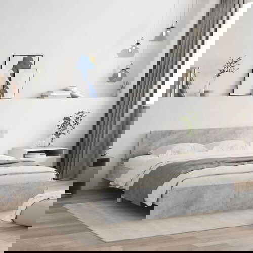Furnova Posteljni okvir z vzglavjem betonsko siv 140x200 cm, (21935508) Slike
