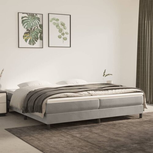 VidaXL Box spring posteljni okvir svetlo siv 200x200 cm žamet Slike