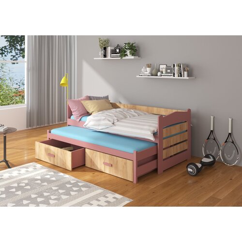 ADRK Dje�ji krevet TIARRO s madracima 87 cm - RU�I�ASTA-ZLATNI HRAST Cijene