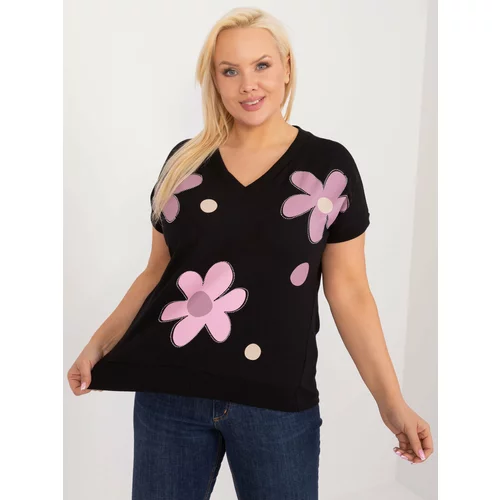 Fashion Hunters Black casual blouse with a neckline