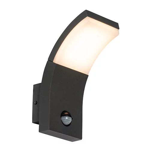 QAZQA Zunanja stenska svetilka siva z LED IP54 s senzorjem gibanja - Litt