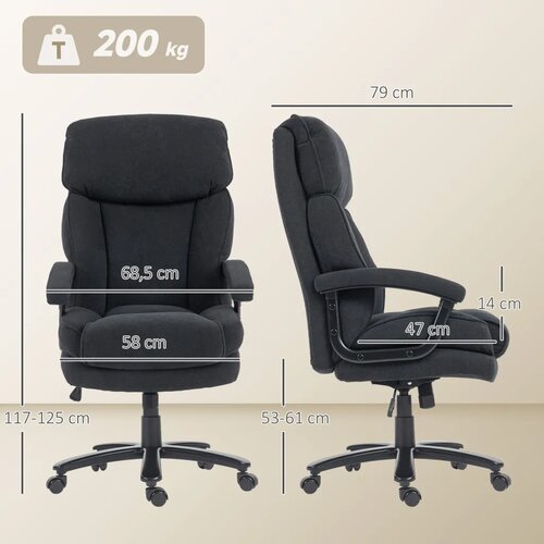  Izvr&amp;scaron;na stolica ergonomska uredska stolica do 200 kg bar&amp;scaron;unasti izgled visoki naslon za ured i kućni ured crna Slike
