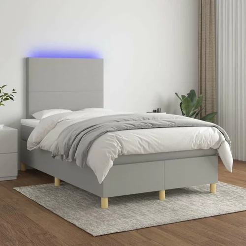  Box spring postelja z vzmetnico LED sv. siva 120x200 cm blago, (20789467)