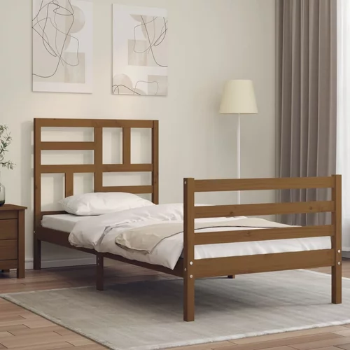 vidaXL Okvir kreveta s uzglavljem boja meda 90x200 cm od masivnog drva
