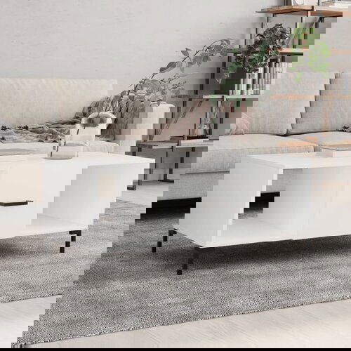 VidaXL Klubska mizica bela 102x50x40 cm inženirski les Slike