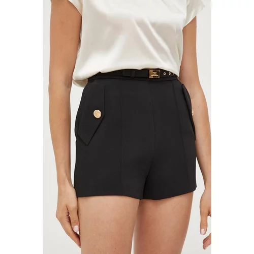 Elisabetta Franchi Kratke hlače za žene, boja: crna, bez uzorka, visoki struk