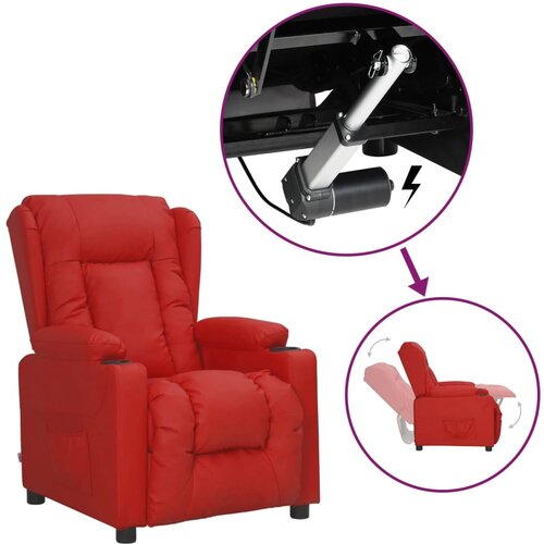 VidaXL Fotelja na podizanje od umjetne kože crvena boja vina Slike