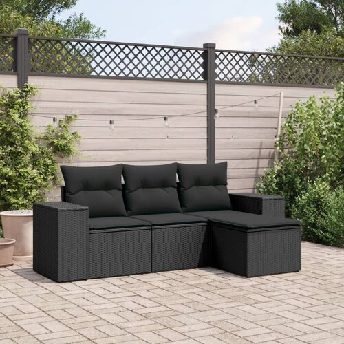  4-dijelni set vrtnih sofa od poliratana s jastucima crni Cijene