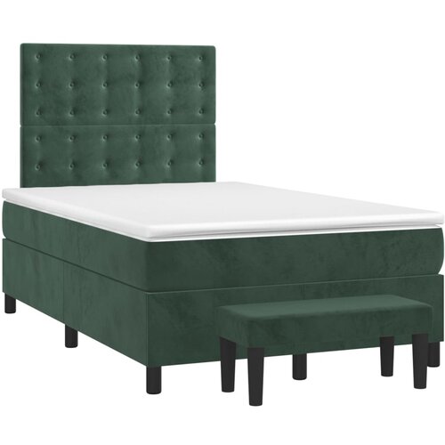 VidaXL Krevet box spring s madracem tamnozeleni 120x190 cm bar&amp;scaron;unasti Slike