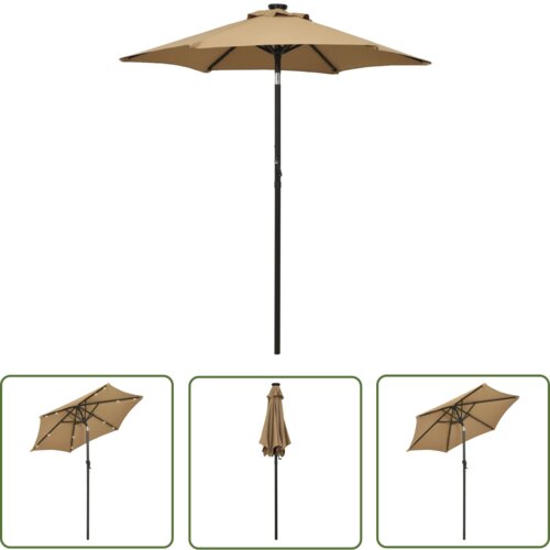  The Living Store Senčnik z LED lučkami taupe 200x211 cm aluminij - Senčnik, (21743552) Cene
