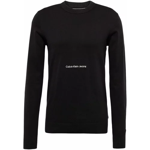 Calvin Klein Jeans Pulover 'INSTITUTIONAL ESSENTIAL' črna / bela