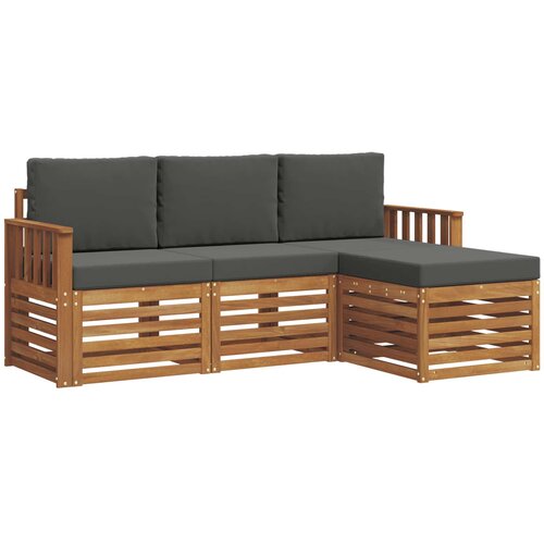  Set vanjskih sofa 4 kom. Prirodna i antracit Bijela 189,5 x 122,5 x 73 cm Slike