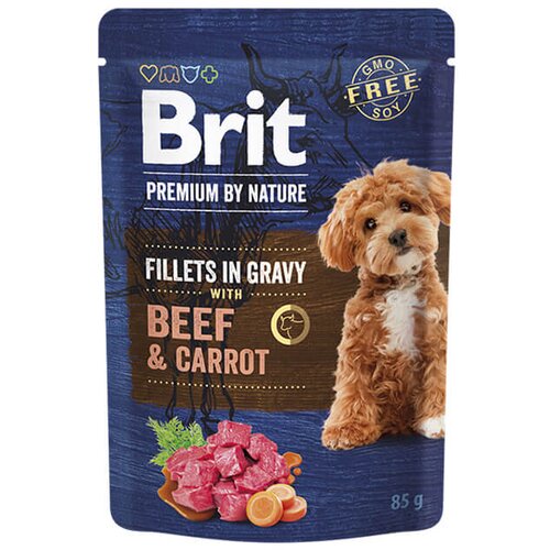 Brit Premium by Nature Dog Fillets in Gravy with Beef & Carrot - vlažna hrana za odrasle pse sa govedinom i &scaron;argarepom (85g) Cene