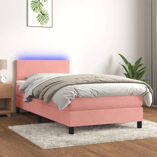  Krevet box spring s madracem LED ružičasti 90x200 cm bar&amp;scaron;unasti Slike