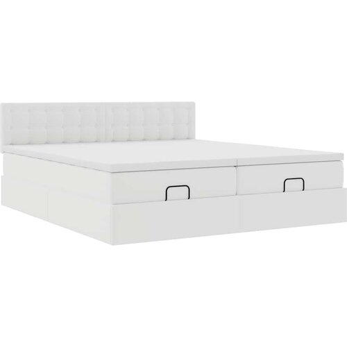 VidaXL okvir kreveta s madracima bijela 200x200 cm umjetna koža Slike
