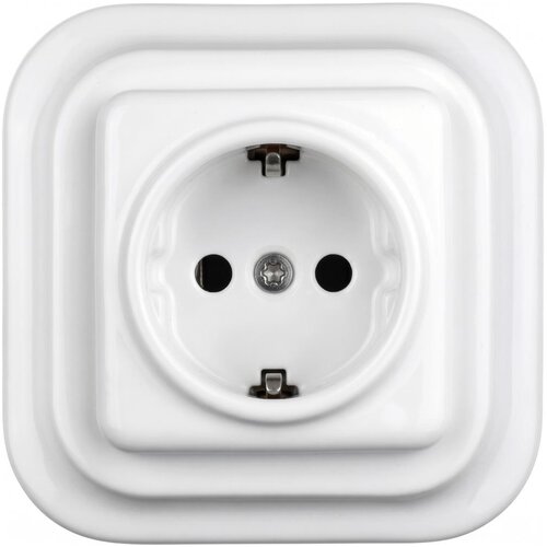  Elhard - Keramička retro kućna utičnica sa okvirom SCHUKO 230V bela Slike