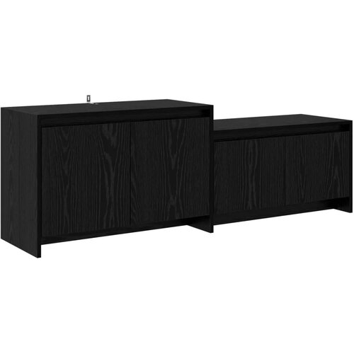  TV komoda 147 x 35 x 50 cm Crni hrast Prerađeno drvo - Crni hrast Slike