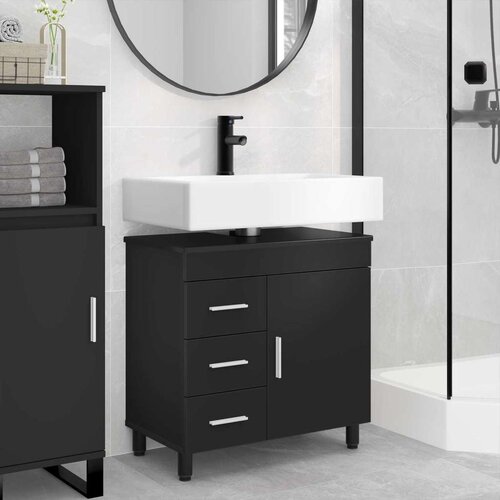  Kupaonski Lavabo - Umivaonik s sudoperom s ladicama Crna 60 x 35 x 60 cm Cene