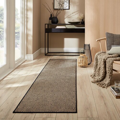 Flair Rugs Crna/u prirodnoj boji jutena staza za stepenice 60x800 cm Diamond &amp;ndash; Slike