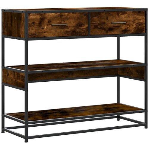 Maison Chic konzolna miza - miza ob steni dimljen hrast 90x35x80 cm inženirski les, (21785887) Cene