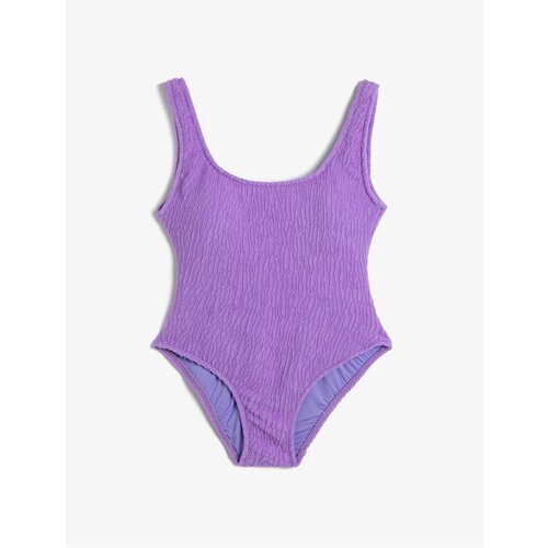 Koton U Collar Swimsuit Textured Thick Strap Covered Cene