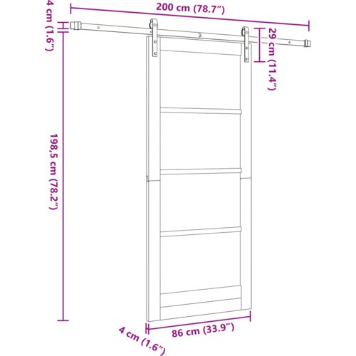 vidaXL drsna vrata z kompletom hardware Bela 86x198.5 cm Trd les bor Cene