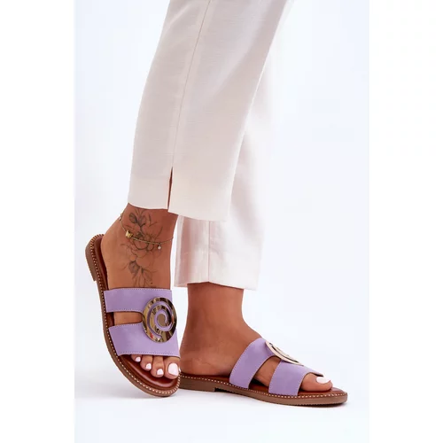 Kesi Fashionable slippers with shiny purple deep breath decoration