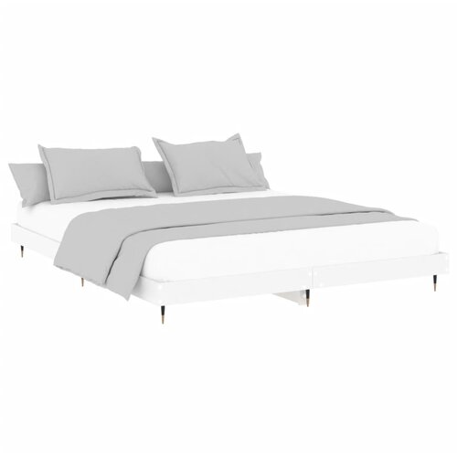  Okvir za krevet bijeli 200 x 200 cm od konstruiranog drva Slike