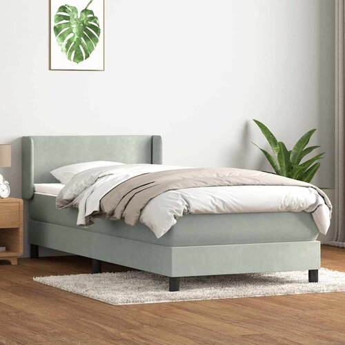 vidaXL Box spring postelja z vzmetnico svetlo siv 90x220 cm žamet Cene