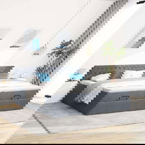 vidaXL Okvir kreveta s madracima tamnosivi 160x200cm baršunasti Cijene